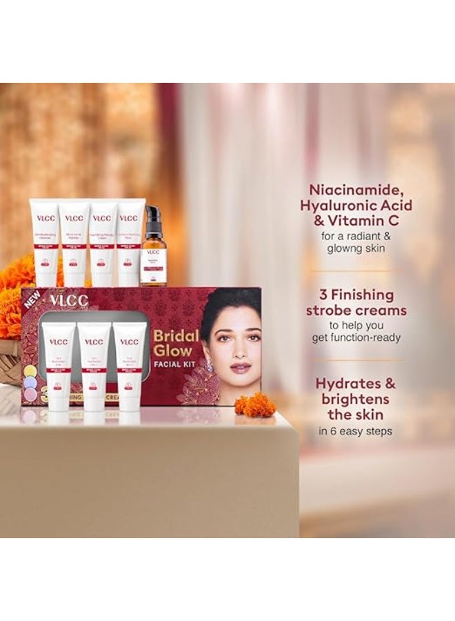 VLCC Bridal Glow Facial Kit - 147g | At-Home Facial With 3 Illuminator Strobe Creams - Gold, Lilac, Rose | With Hyaluronic Acid, Niacinamide, and Vitamin C - Image 2